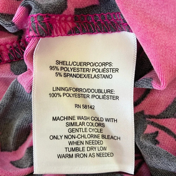 NWT London Times Women's Sleeveless Midi Fit & Flare Dress Pink Black Floral 6P - Picture 8 of 8